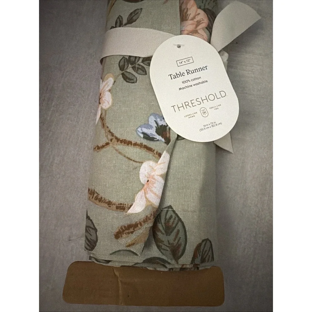 Threshold Table Runner 14×72 Green Floral Print